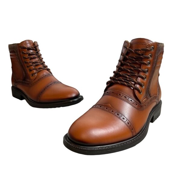 Arkbird Men's Tan Brown Leather Low Calf Oxford Boots Sz 8 - Picture 1 of 11